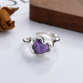wholesale S925 Sterling Silver Exaggerated Round European-style Adjustable Index Finger Ring with Purple Zircon for Cross-border Live Streaming Supply-0-3