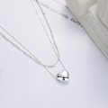 wholesale S925 Sterling Silver Korean-style 3D Heartbeat Double Layer Chain Design Internet-famous Sweet Collarbone Necklace-0-2