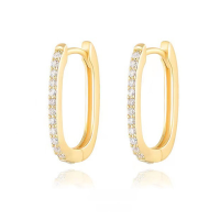 wholesale S925 Silver U-Shape Inlaid Zircon Ear Clasp Ins Style Elegant High-End Earrings for Cross-Border Wholesale-Gold 925 silver