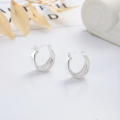 wholesale S925 Sterling Silver Geometric Minimalist Design Versatile Daily Wear Earrings for Office Lady Style, Korean and Japanese Trendy Fresh and Fashionable-0-1