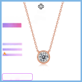wholesale S925 rose gold plated sterling silver with moissanite bubble pendant necklace including chain, in stock-0-1