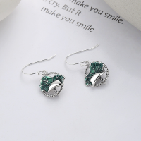 wholesale S925 Sterling Silver Retro Resin 3D Curled-Edge Lotus Leaf Earrings, Elegant and Stylish Exquisite Earrings for Women-239RM/about 3.4g/pair 925 silver