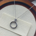 wholesale S925 Sterling Silver Circular Pendant Necklace, Fashionable Literary Niche Design High-End Twist Circle Collarbone Chain-0-5
