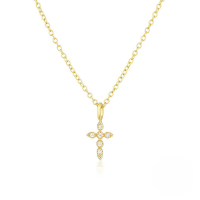 wholesale S925 Sterling Silver Light Luxury Cross Pendant Necklace,-Gold