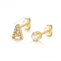 wholesale Metal: 925 Sterling Silver Alibaba International Station Exclusive 26 Letters Shiny Zircon Ear Studs Light Luxury Micro-Inlaid Personality Ear Pin-0-5