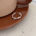 wholesale S925 silver hollow-out heart ring for women, spring and summer new ins trendy niche woven open ring-0-1