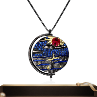 wholesale S925 silver Italian abstract pattern retro jewelry designer necklace with inlaid colored gemstone pendant-Citrine Pendant (with chain)  925 Silver