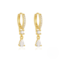 wholesale S925 Sterling Silver Fashion Chain Tassel Hoop Earrings, Korean Style Small Exclusive Design With Zircon Accents-Gold#4 925 silver