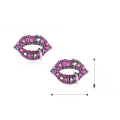 wholesale S925 Sterling Silver Fashion European and American Style Colored Zirconia Full-Diamond Lip-Shaped Personality Ear Stud Women High-End Sense-0-3