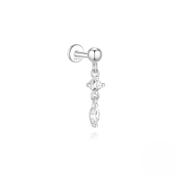 wholesale Sterling Silver With Rhinestones, Tassel, Threaded Flat-back Ear Bone Stud Earrings,。-Single platinum #7