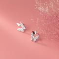 wholesale S925 Sterling Silver Ear Studs for Women, Korean Style Fresh and Simple Elegance, Diamond-Accented Small Butterfly Sweet Earrings G5938-0-5