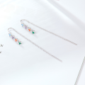 wholesale 925 Sterling Silver Earrings Minimalist and Elegant Dopamine Ear Threads with Colorful Zircon Pendant for Women, Cross-Border Exclusive Wholesale Jewelry-0-3