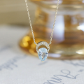 wholesale 10k Gold Artli Natural Aquamarine Necklace for Women, Waterdrop Crown, Light Luxury and Versatile Choker Chain Gift-0-3