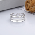 wholesale S925 Sterling Silver Korean-style Creative Chain Link Double-layer Adjustable Ring Trendy and Versatile-0-2