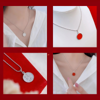wholesale S925 Sterling Silver Red Agate Double-Sided Bead Necklace for Women, Minimalist and Elegant Collarbone Chain, Peace and Joy Luxury Niche Jewelry-S925 sterling silver O-shaped chain>XL000155-2