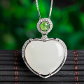 wholesale 925 Sterling Silver Fashion-Simple Jade Pendant with Certificate, Heart-Shaped Hetian Jade and White Jade Necklace Pendant-0-0