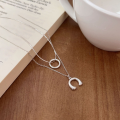 wholesale S925 Sterling Silver OU-shaped Double Layer Necklace for Women, Small and Fashionable, Minimalist Luxury, Cold-toned Style, Collarbone Chain, High-end Feel, Japanese and Korean-0-2