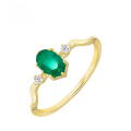 wholesale 9K gold jewelry manufacturer wholesale spring Japanese retro luxury style heart-shaped green chalcedony ring-0-4
