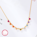 wholesale S925 silver necklace, cross-border hot-selling ultra-sparkly colored zirconia,INS-0-1