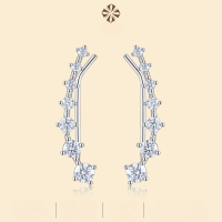 wholesale 925 Sterling Silver, Fashionable and Personalized Style Long Drop Earrings with Advanced Sense, Curved Lines and Moissanite Studs for Women-Moissanite 14 pieces/pair