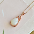 wholesale Rose gold-plated 925 silver with certificate, jade water drop pendant manufacturer wholesale, white jade pendant necklace for women-0-5