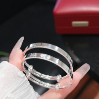 wholesale 9999 Silver Happy Baby Bracelet Solid Bangle for Children, Peace and Joy, Solid Silver Full Moon and First Birthday Gift-Auspicious words Pure silver