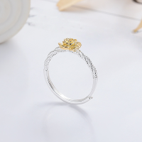 wholesale S925 Silver Fashion Korean Japanese Twist Pattern Gold Flower Personality Temperament Minimalist Style Trendy Versatile Open Ring-YFJ1273/approx. 2.2g Adjustable opening