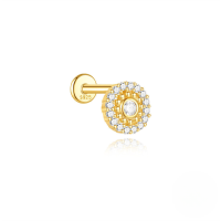 wholesale S925 Sterling Silver Ultra-sparkling Zircon Encrusted Delicate Small Flat-head Threaded Ear Cartilage Stud, Cross-border Hot-sale-Single gold #5