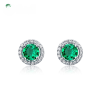 wholesale S925 Silver Vintage-Inspired Luxury Green Cultivated Emerald Earrings for Women, Cross-Border New Product Wholesale from Manufacturers-Cultured Emerald 925 Silver