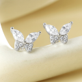 wholesale 925 Sterling Silver Inlaid with Zirconia Butterfly Ear Studs Wholesale, Women's Earrings Summer Small Unique Design-0-1