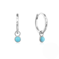 wholesale 925 Sterling Silver Classic Best-selling Versatile Turquoise Hoop Earrings Hinge Climbers Earringsins-Platinum 925 silver