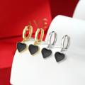 wholesale 925 Sterling Silver Minimalist Drip Enamel Heart Stud Earrings for Women, Versatile, Elegant, and Unique Design with a Cold High-End Aesthetic, European and American Style-0-1