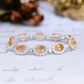 wholesale S925 silver plated with 18k gold, Yun Tong Jewelry small fresh natural citrine egg-shaped bezel set bracelet-0-3