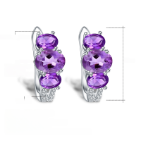 wholesale S925 Silver Fashionable New Natural Amethyst Earrings, Light Luxury High-End Sense Inlaid with Natural Gemstone Ear Studs-Natural Amethyst Earrings 925 Silver
