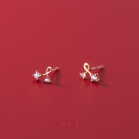 wholesale S925 Sterling Silver Japanese and Korean Style Minimalist Diamond-Accented Line Earrings for Women, Petite and Stylish G9205-S925 silver pair gold 925 silver