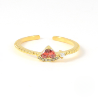 wholesale S925 Sterling Silver Miniature Zircon Fruit Ring, A Trendy And Creative Ins-style Ring, Popular In Europe And America-Gold-Watermelon Adjustable opening