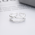 wholesale S925 sterling silver Korean-style hollow double-layer irregular open ring INS trendy index finger ring for women-0-1