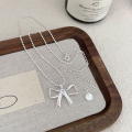 wholesale S925 Sterling Silver Minimalist Bow Pendant Necklace for Women, New Elegant and Versatile Small Luxury Collarbone Chain-0-3