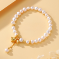 wholesale S925 Sterling Silver Ethereal Lily of the Valley Natural Freshwater Pearl Bracelet for Women, High-End Minimalist Wholesale Strand-0-0
