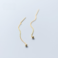 wholesale S925 silver ear thread minimalist light bead earrings cute small gold silver ball bean ear chain earrings E5291-0-2