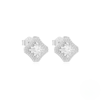 wholesale S925 Sterling Silver Zircon-inlaid Floral Stud Earrings, Trendy And Versatile-Silver plated #3 925 silver