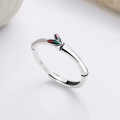 wholesale S925 Sterling Silver Vintage Antique Resin Enamel Bamboo Joint and Leaf Pastoral Style Fresh and Elegant Open Ring-0-0