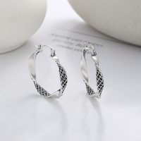 wholesale S925 Sterling Silver Creative Unique Design Twist Large Hoop Ear Clasp Ins Trendy Hip-hop Earrings-238FR/approximately 6.8g/pair 925 silver