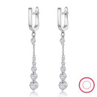 wholesale S925 Sterling Silver Earrings with Luxury Design, High-End Sense Ear Drops, Tassel, Inlaid Zircon and Rhinestone Ear Clasp Jewelry-Platinum 925 silver