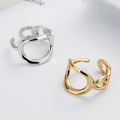 wholesale S925 Sterling Silver Irregular Twist Loop Chain Fashion Open Ring,Ins Trendy Index Finger Ring for Women-0-0