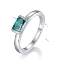 wholesale 18k Gold Plated S925 Silver 5*7mm Green Radiant Cut Moissanite Women's Ring, New Cross-Border Best Seller-0-5