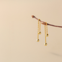 wholesale S925 Sterling Silver Japanese and Korean Light Bead Ear Thread for Women, Elegant and Sweet Fresh Long Chain Ear Accessories G9876-S925 silver pair gold 925 silver