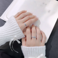 wholesale 925 Sterling Silver Luminous Couple Rings, Ins Light Luxury Trendy Starry Sea Wave Glow Unisex Matching Bands Gift for Girlfriend-0-3