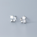 wholesale 925 Sterling Silver Korean-style Diamond-encrusted Fashionable and Elegant Five-pointed Star Stud Earrings for Women, Lovely and Sweet Star-shaped Ear Jewelry E9851-0-0