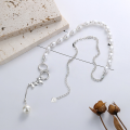 wholesale S925 Sterling Silver Korean-style Pearl Elegant Lady Circle Butterfly Pendant Tassel Choker Necklace for Women-0-1